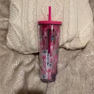 Pink Starbucks Roller Rabbit Tumbler with Straw